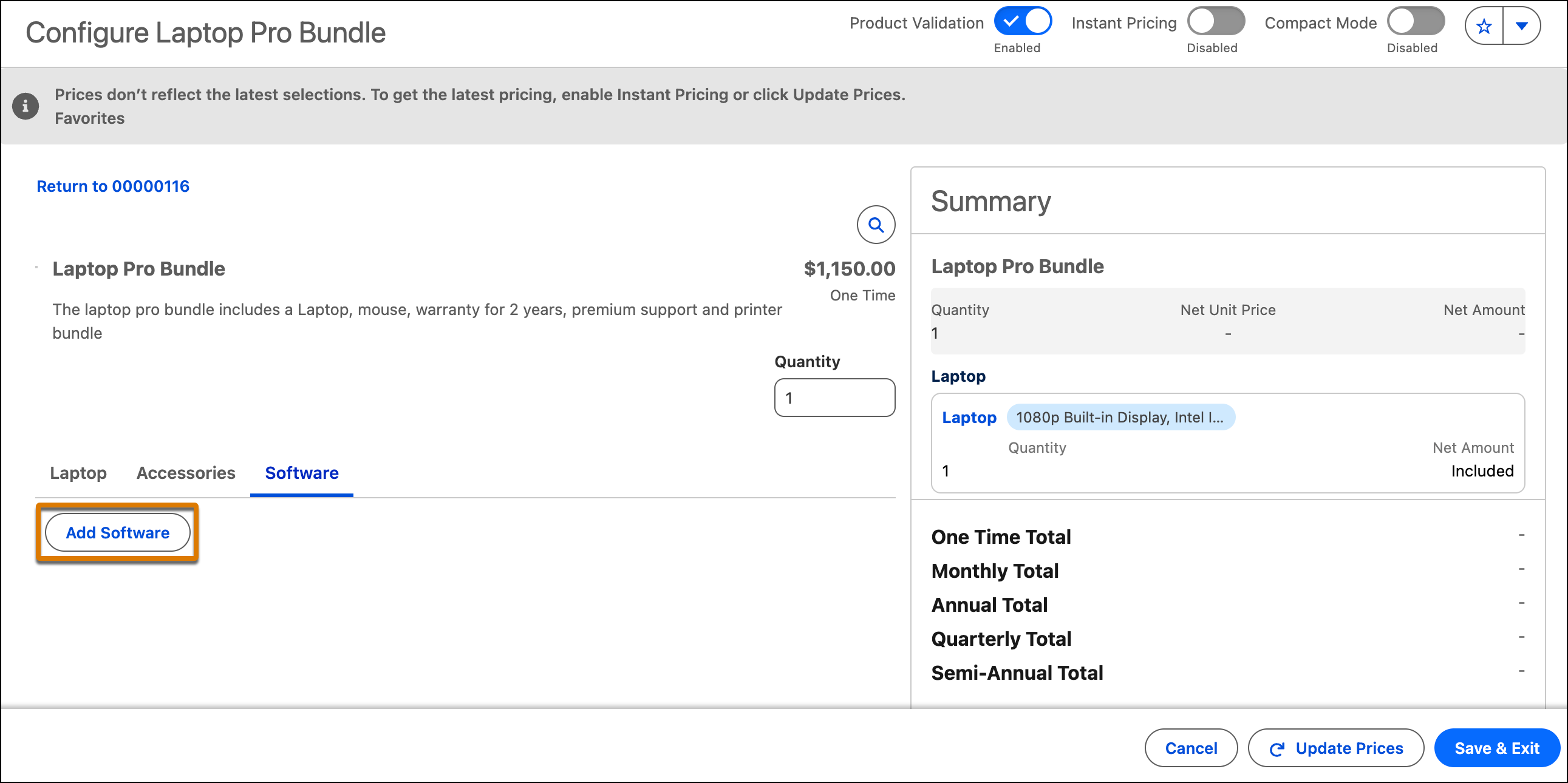 Adding products dynamically to the configuration on the Product Configurator page