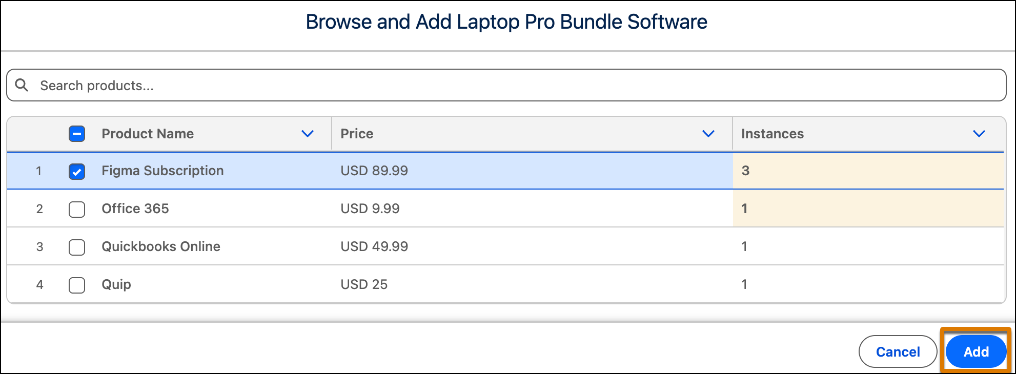 Adding products dynamically to the configuration on the Product Configurator page