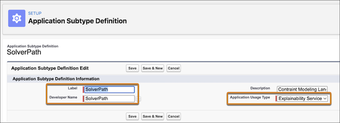 Application Subtype Definition tab