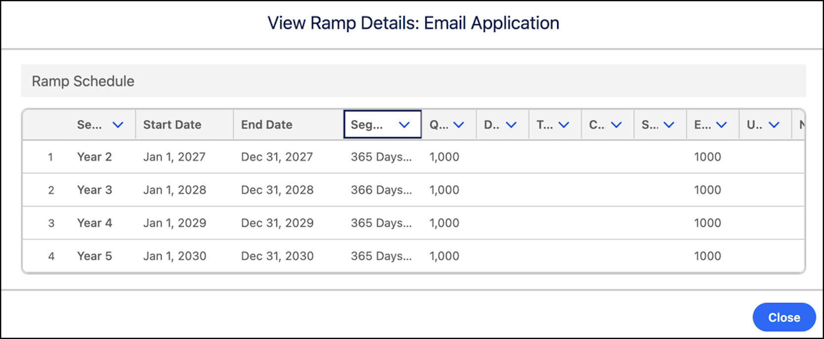 The View Ramp Details: Email Application window