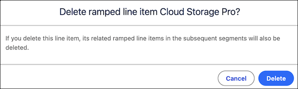 The Delete ramped line item window