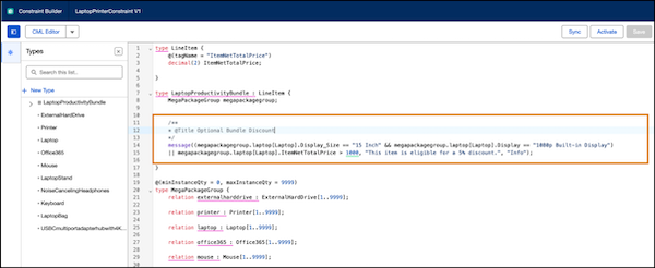 CML Editor displays code for dynamic message rule