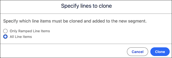 The Specify lines to clone window