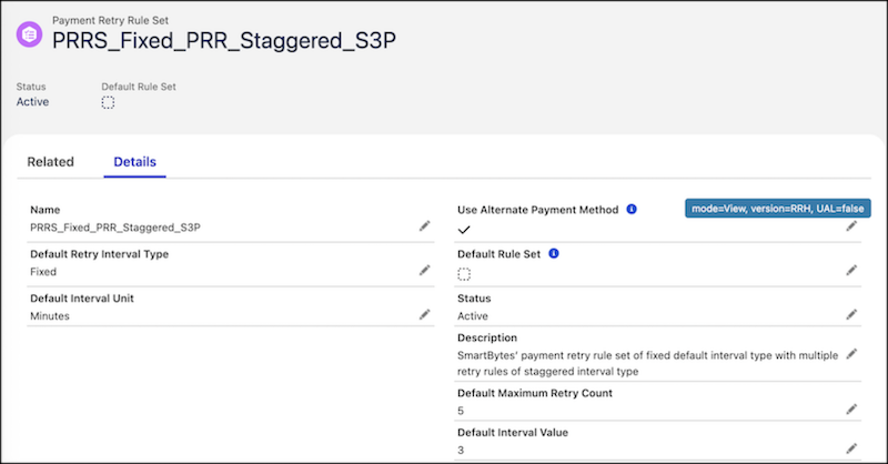 SmartBytes’ payment retry rule set with fixed default interval type