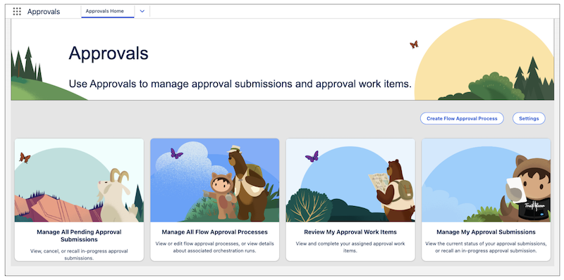 Approvals home page