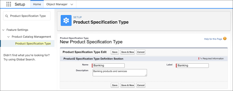 Crear un tipo de especificación de producto