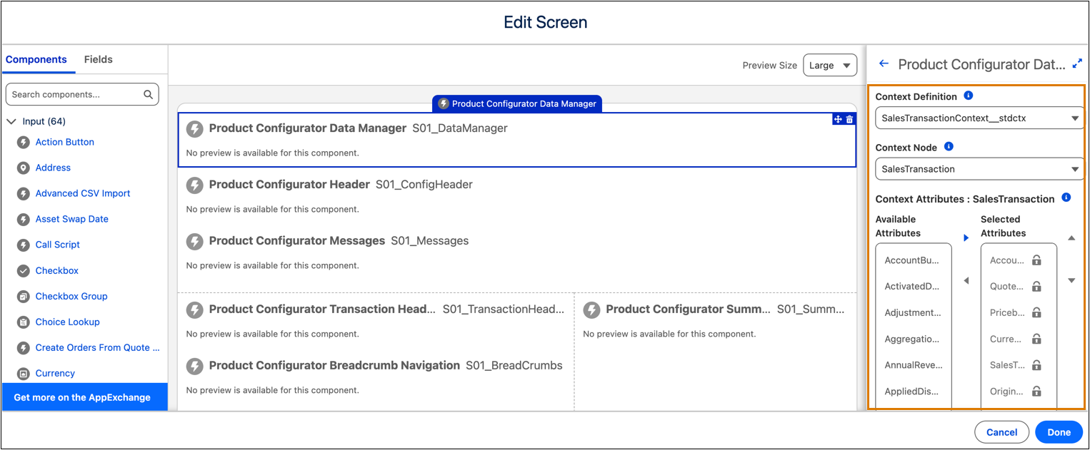 Select Context Attributes
