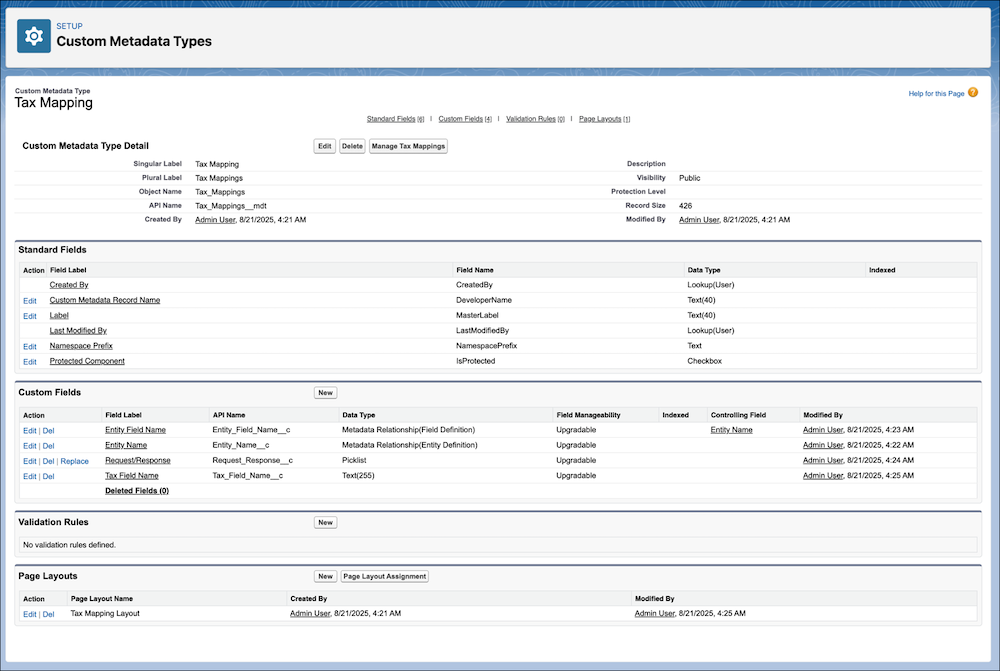 Custom Metadata Types