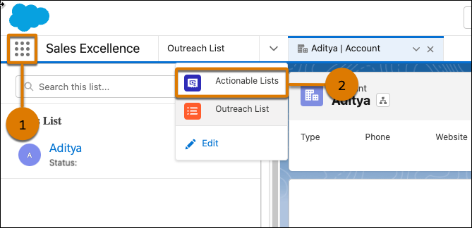 An image illustrating the different ways to open Actionable Lists