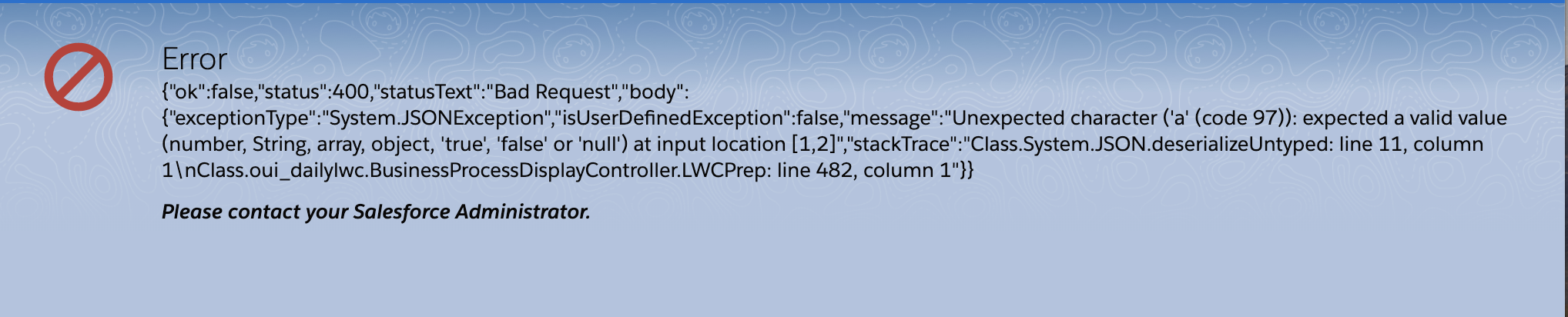 An example of the original error message.