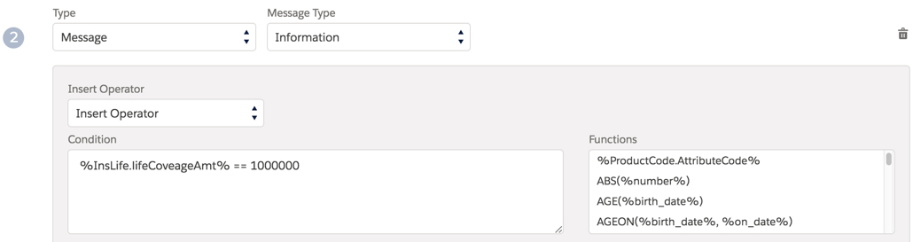 Illustrates a message rule in the UI.