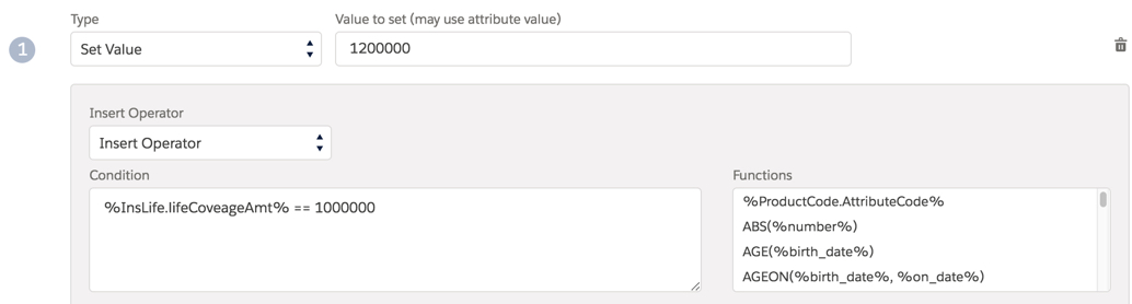 Illustrates a set value rule in the UI.