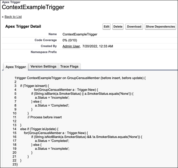 Trigger rule for the Group Census Member object