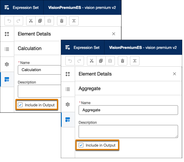 The Include in Output option selected.