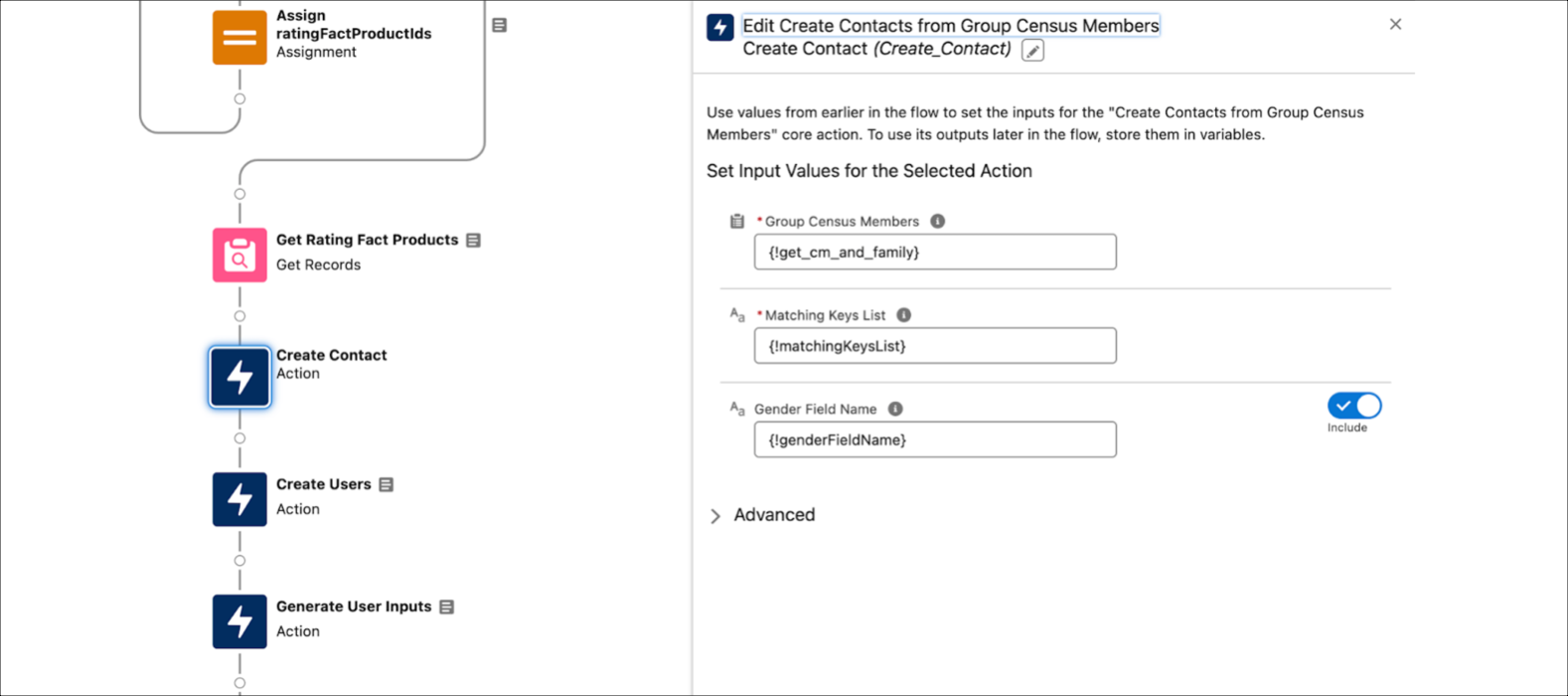 Adding the Create Contacts from Group Census Members Action