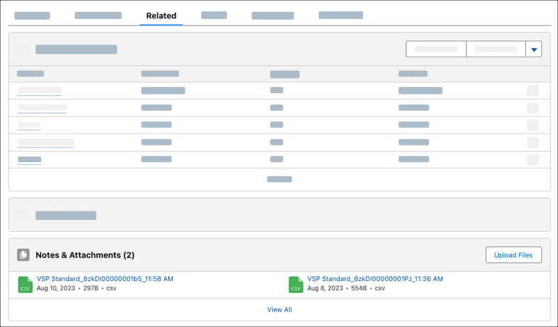 The CSV saved in Notes & Attachments.
