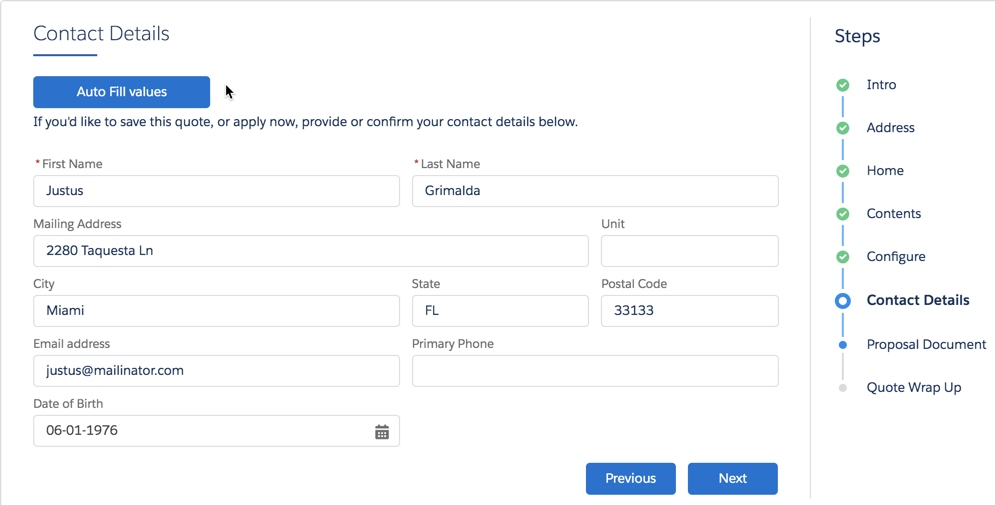 Illustrates the Contact Details page.