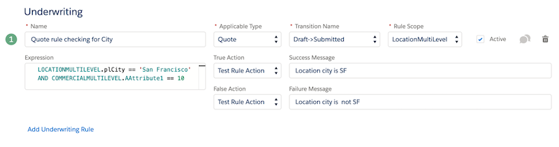 Underwriting rule field values