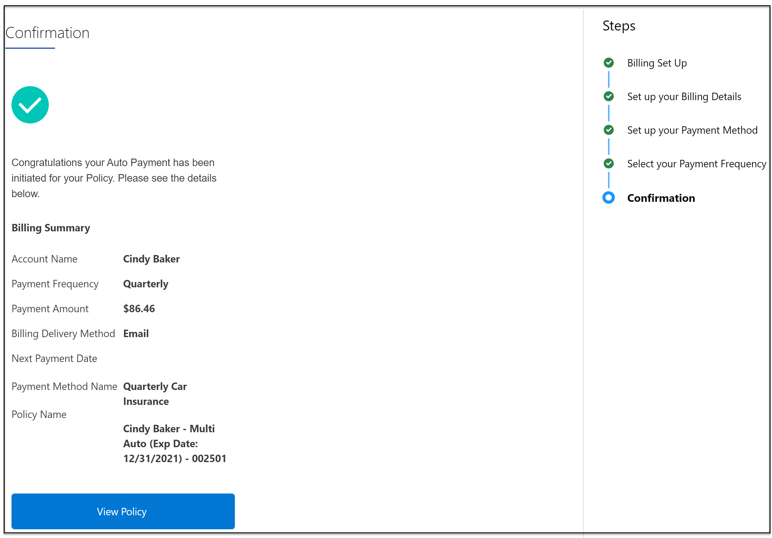 The Confirmation screen.