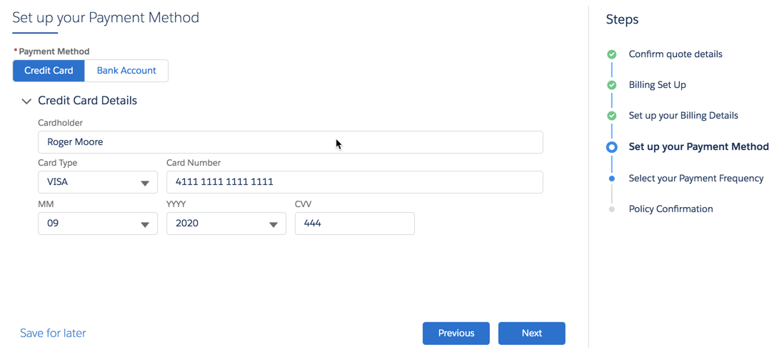 The Set up your Payment Method screen.