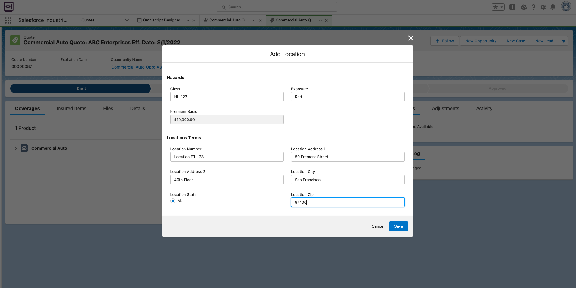 The Add Location window.