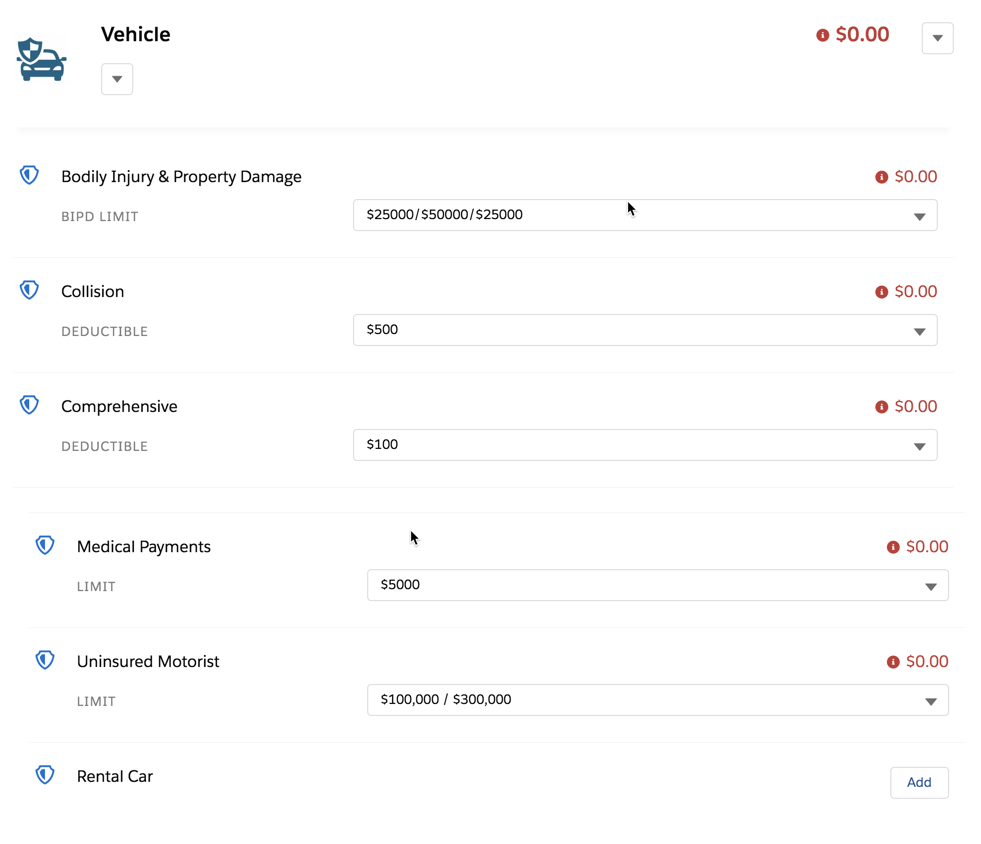 Illustrates the Vehicle coverage.