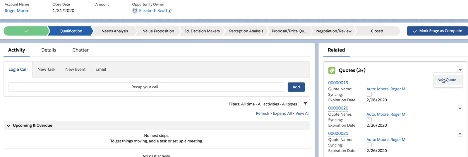 Illustrates the Opportunities page.