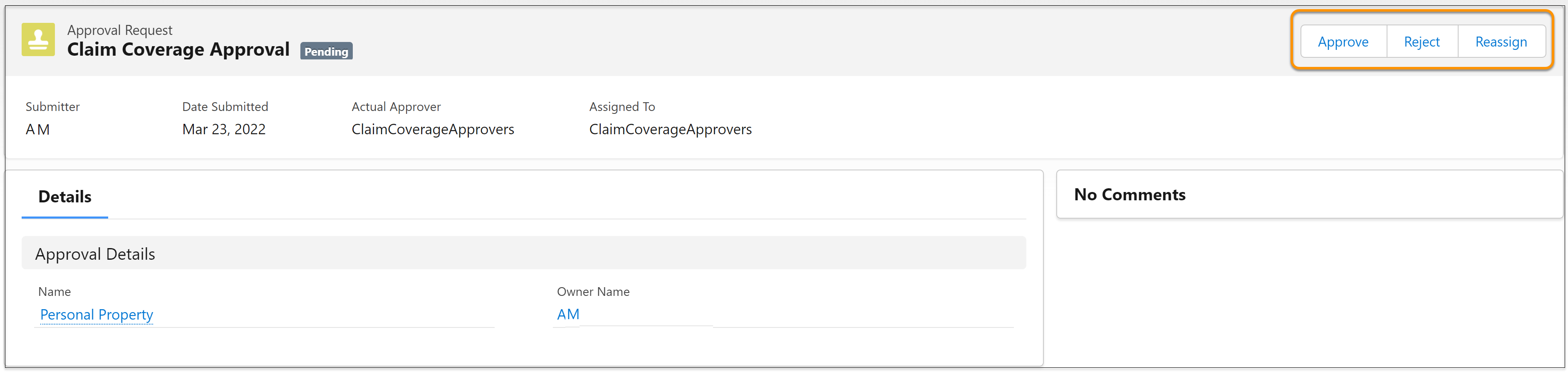 The approver options.