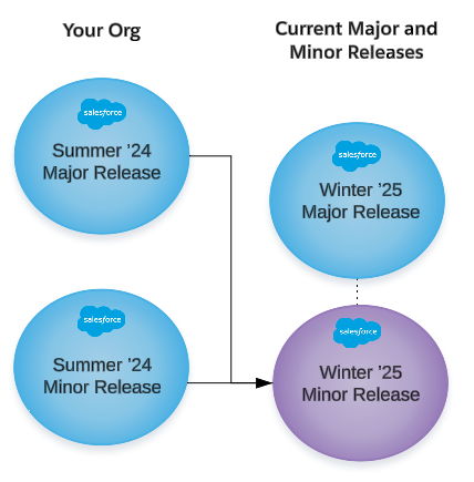 Diagram that shows upgrade from one release back