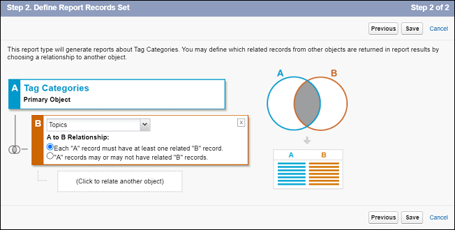 Define custom report type settings