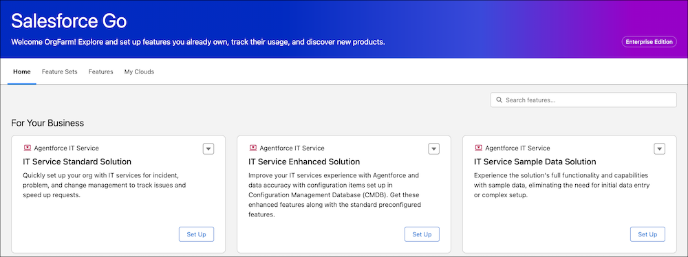 Set Up Agentforce IT Service with Salesforce Go Using Solution Bundles