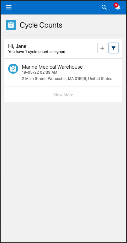 A screenshot of the cycle count page with a cycle count scheduled.