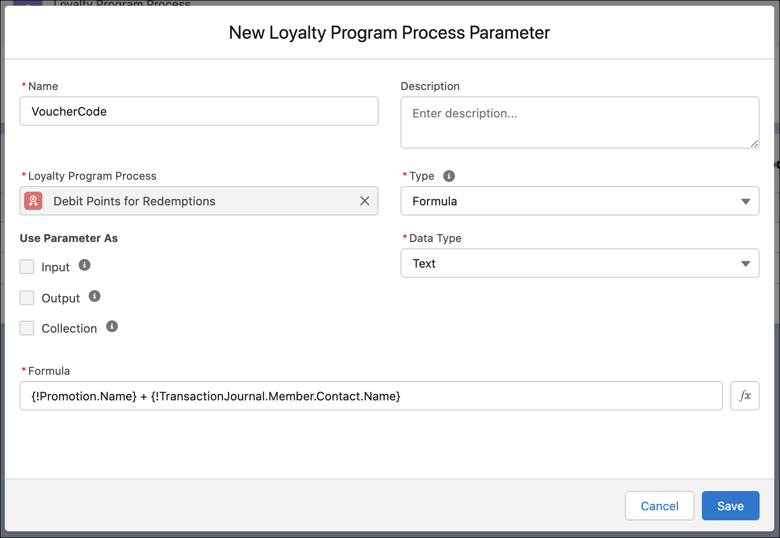 Parameter for voucher code.