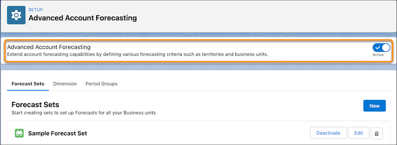 Enable Advanced Account Foecasting
