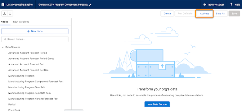 Calculate Component Forecasts with Data Processing Engine Templates for ...