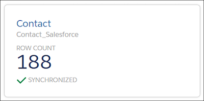 Successfully synchronized Contact entity displaying a row count of 188.
