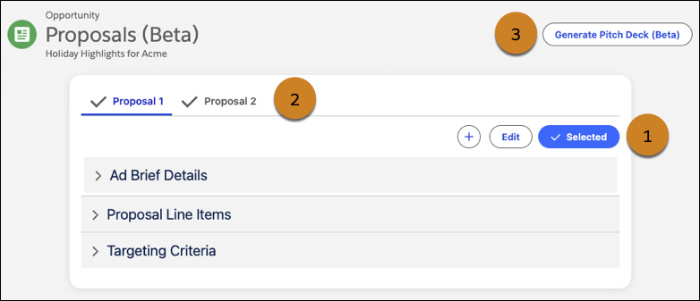 Action on the Proposal Builder.