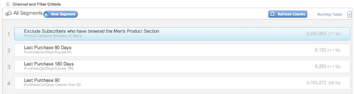 Channel and Filter Criteria Screenshot