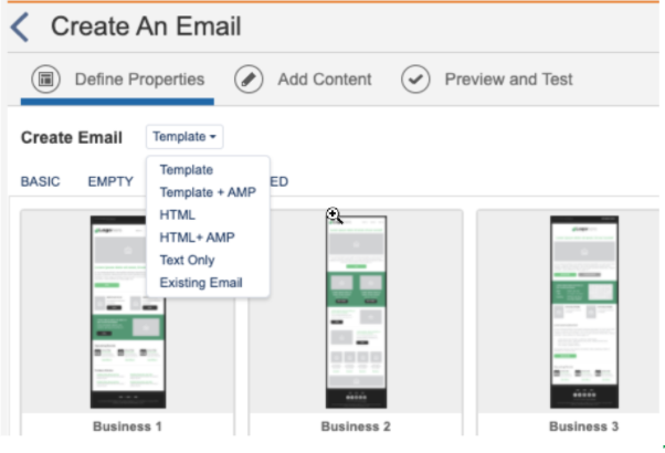 Create an AMP email from template