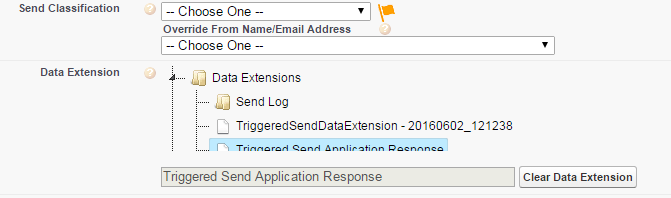 Select new triggered send data extension