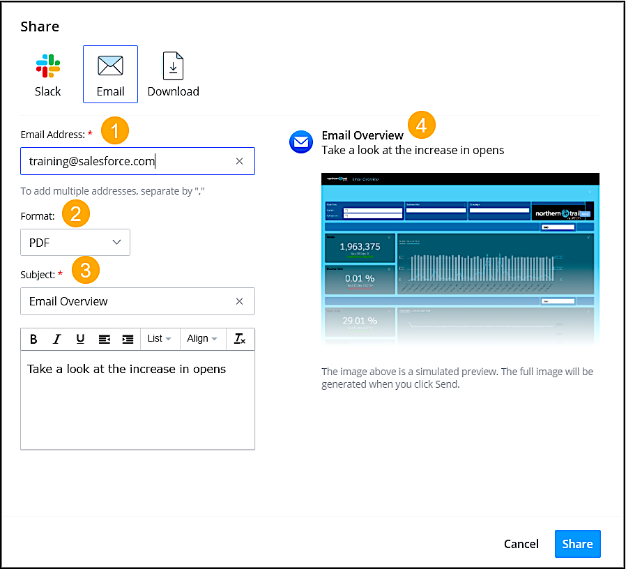 share dashboards in email