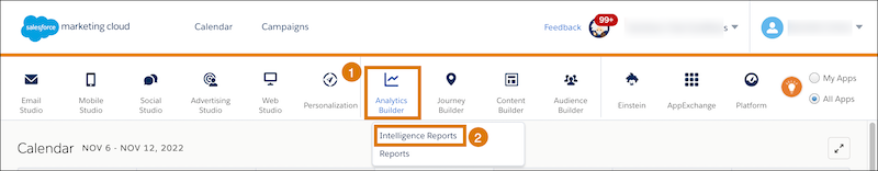 access Intelligence Reports from marketing cloud