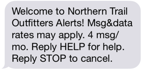 Reply: Welcome to NTO Alerts! Msg&data rates may apply. 4 msg/mo. Reply HELP for help. Reply STOP to cancel.