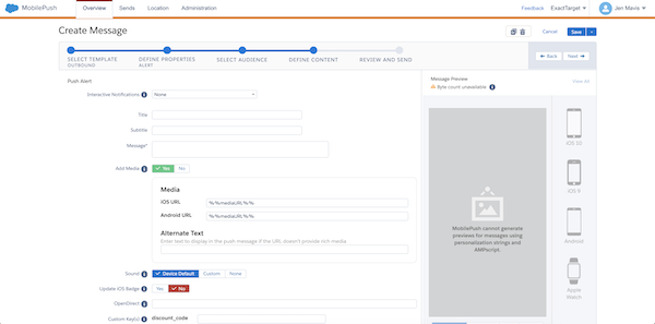 dynamic image create message screen example