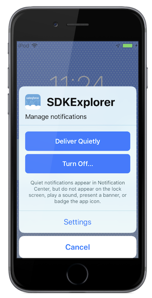 quiet notification example screenshot iOS