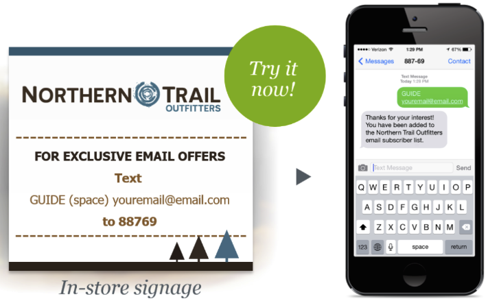 example of in-store signage to prompt people to opt in.