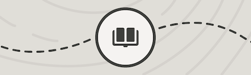 A circle with an open book, representing learning.