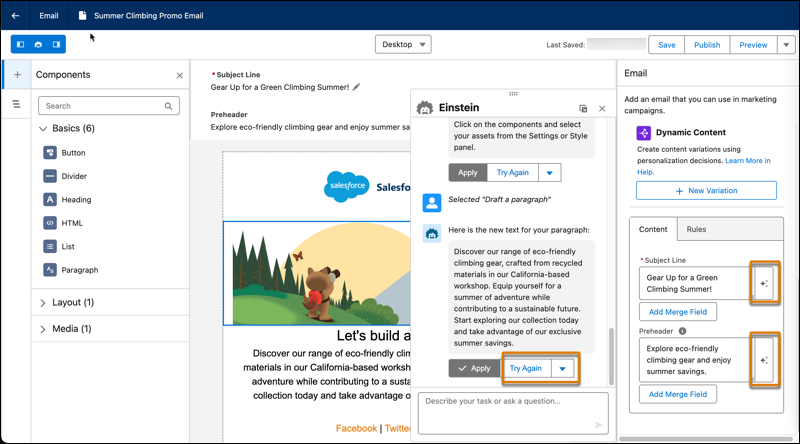 Usar o agente de IA no Content Builder