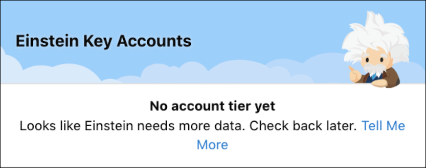 Die Einstein-Karte für wichtige Accounts zeigt die Meldung “Noch keine Account-Klasse” an.