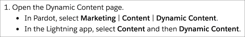 Screenshot, der zeigt, wie Hilfethemen zunächst die Navigation in der eigenständigen Anwendung bieten, gefolgt von der Navigation in der Lightning-Anwendung für die Schritte des Account Engagements.